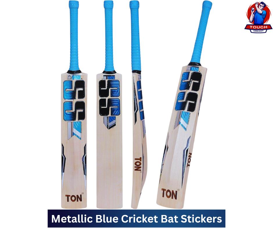 Metallic Blue Cricket Bat Stickers